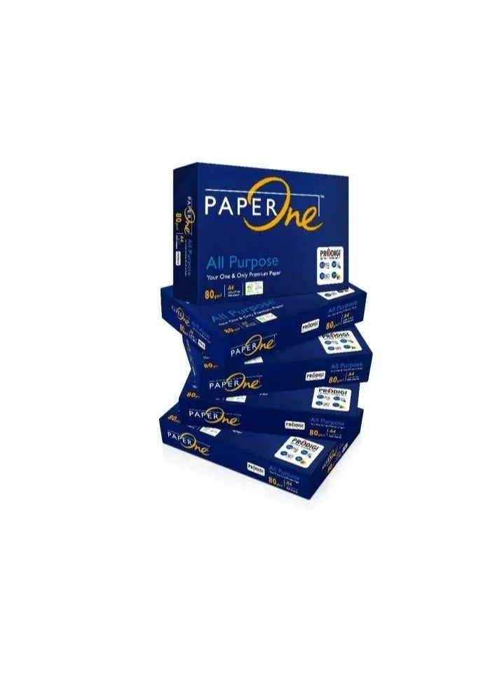 PaperOne A4 Multipurpose Copy Paper 80 GSM 500 Sheets x 5 Reams (2500 Sheets) Premium White Printer Paper for Office, School & Home - Image 1
