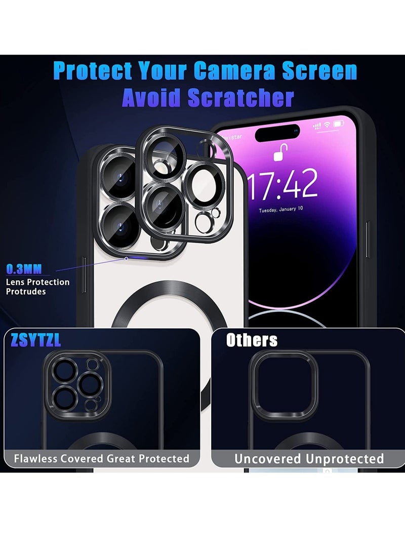 Raxoom Compatible with iPhone 14 Pro Max Case Magnetic with Full Camera Lens Protective,Electroplated Silicone Clear Shockproof Protective Case Cover 6.7 Inch - Image 3