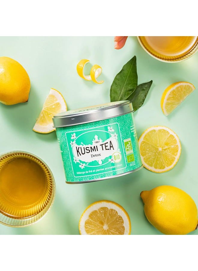 Kusmi Tea - Detox - 100% Organic Tea - Green, Mate and Lemon Tea Blend - Enjoy Hot or Iced - Loose Leaf - 100g Tin - Capacity for approx. 50 cups - Image 4