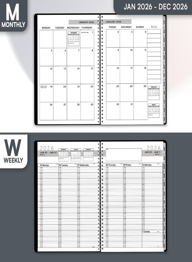 Ensight 2026 Appointment Book and Planner 8.5" x 11" Large Hourly Weekly Daily Schedule Book with Tabs, 15 Minute Time Slots, Black Calendar Organizer Jan 2026-Dec 2026 Appointment Planner - Black - Image 3