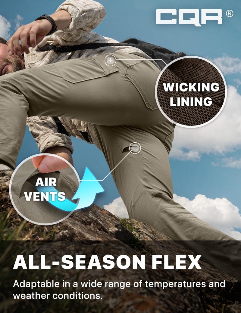 CQR Men's Active Flex Tactical Pants, Water Resistant Lightweight Stretch Cargo Work Hiking Pants, Sierra Sandstorm, 38W x 32L - Image 5