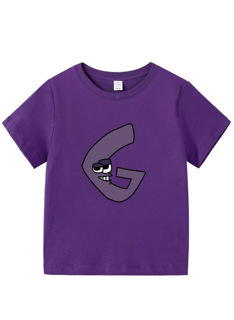 Cartoon Letter Legend 3D digital printing personalized breathable children's T-shirt  - Image 1