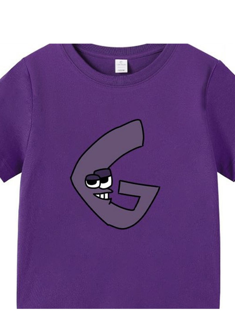 Cartoon Letter Legend 3D digital printing personalized breathable children's T-shirt  - Image 2
