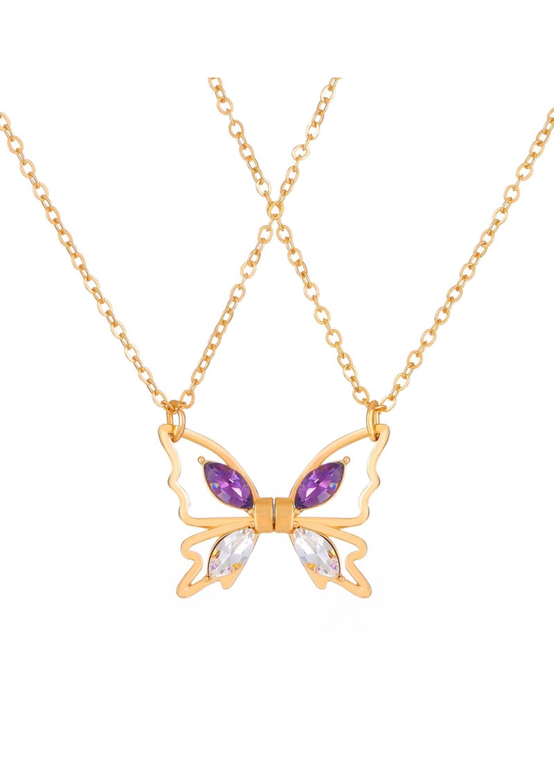 Satinior - Magnetic cutout butterfly necklace set of two - Image 1