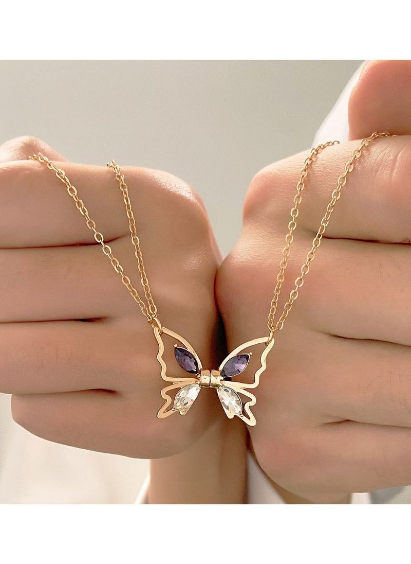 Satinior - Magnetic cutout butterfly necklace set of two - Image 1