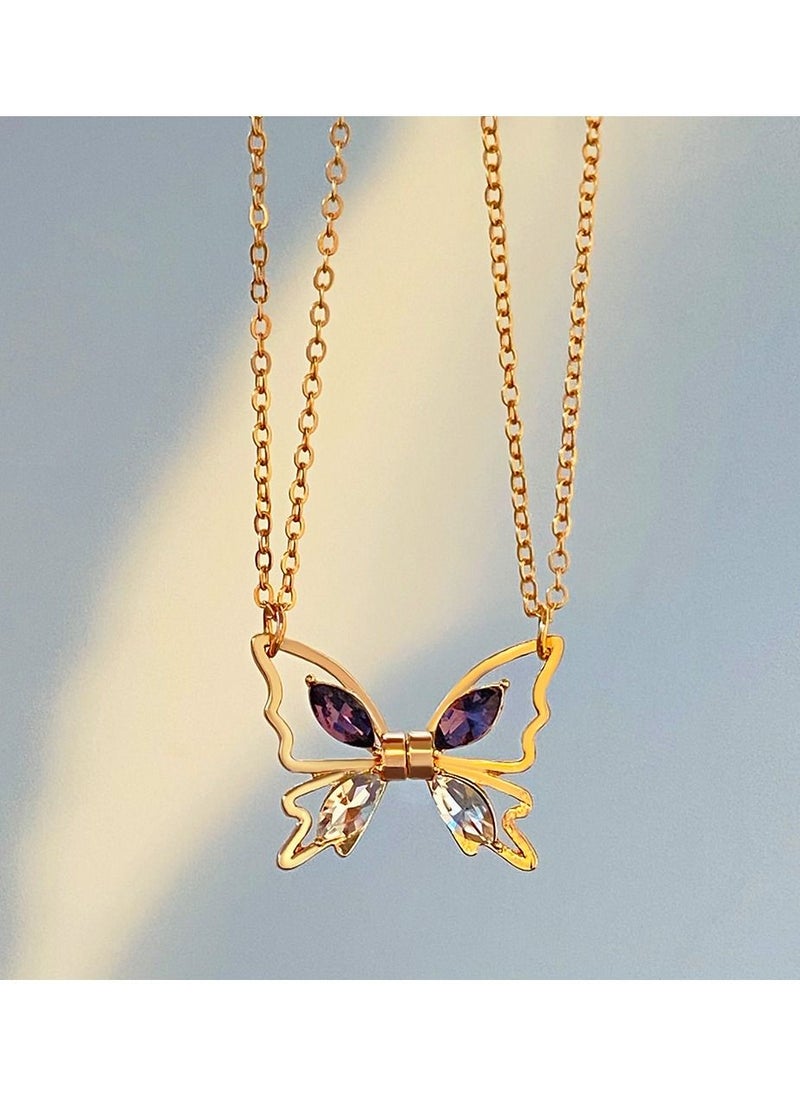 Satinior - Magnetic cutout butterfly necklace set of two - Image 1