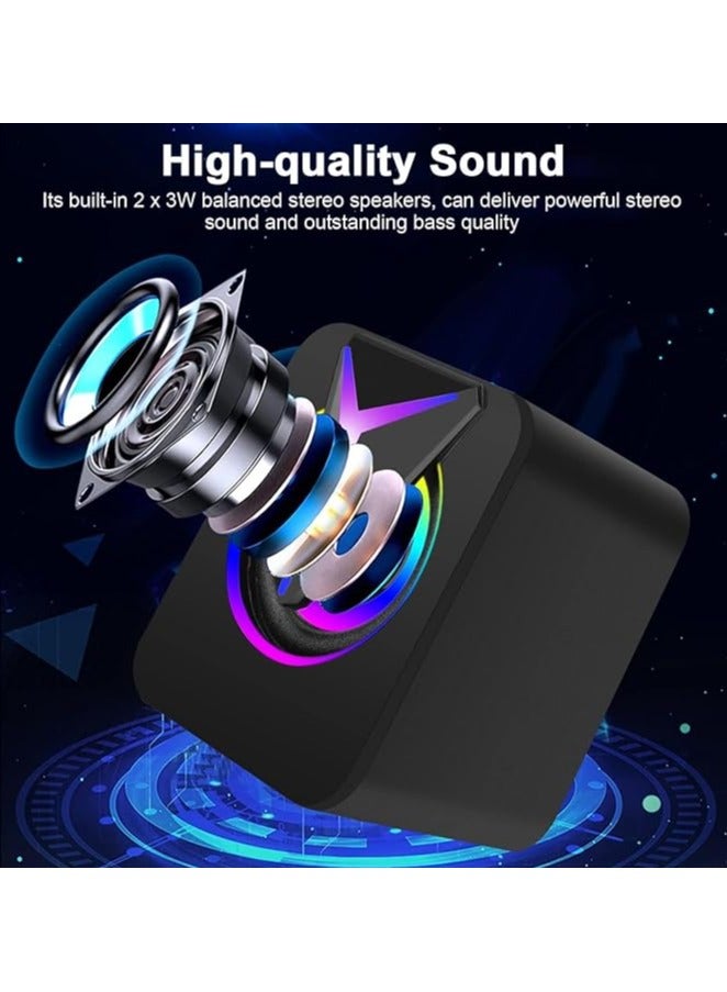 erorex Computer Speakers for Desktop, Mini Stereo 2.0 RGB Gaming Speaker, USB Powered Multimedia PC Speaker with Volume Control, LED Lights, 3.5mm Aux-in for Laptop Projector Tablet Cellphone - Image 5