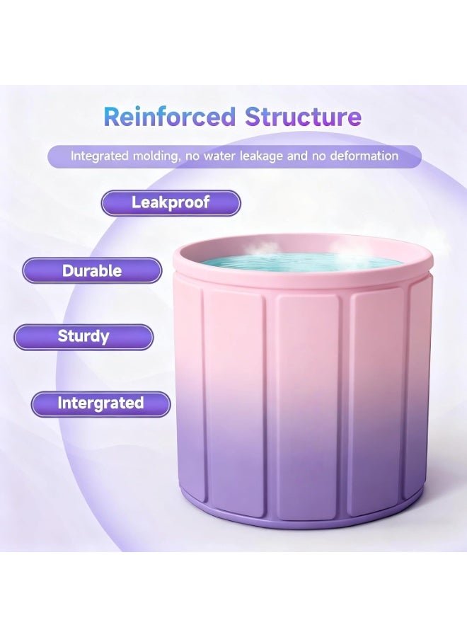 أجريون حوض استحمام محمول، حوض استحمام قابل للطي للبالغين أطفال، حوض علاج سبا منفصل لحمام العائلة لكابينة الدش، نقع سبا ساخن وحوض حمام ثلج 67 * 70سم - Image 2