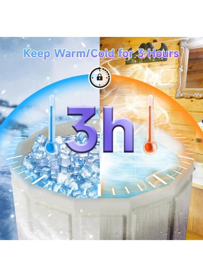 أجريون حوض استحمام محمول، حوض استحمام قابل للطي للبالغين أطفال، حوض علاج سبا منفصل لحمام العائلة لكابينة الدش، نقع سبا ساخن وحوض حمام ثلج 67 * 70سم - Image 5