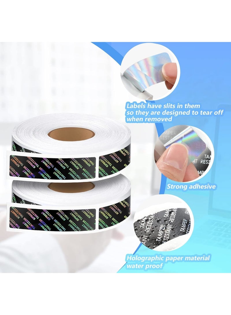 SYOSI Tamper Seal Stickers, Metallic Adhesive Labels, Tamper-resistant Stickers, Holographic Food Labels for Containers, Jars, Boxes, Mailing, Packaging, Delivery Sealing (2 Rolls, 0.75 x 3.5 Inch) - Image 5