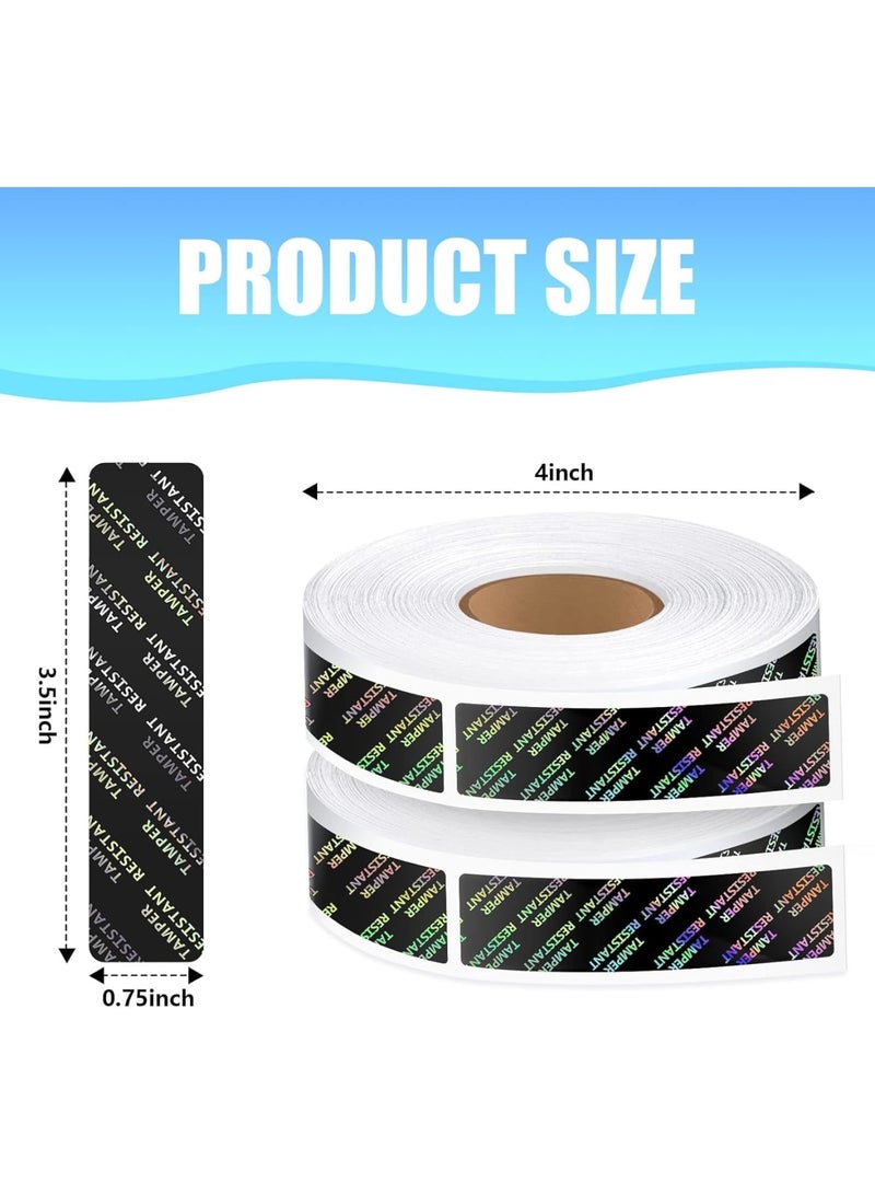 SYOSI Tamper Seal Stickers, Metallic Adhesive Labels, Tamper-resistant Stickers, Holographic Food Labels for Containers, Jars, Boxes, Mailing, Packaging, Delivery Sealing (2 Rolls, 0.75 x 3.5 Inch) - Image 3
