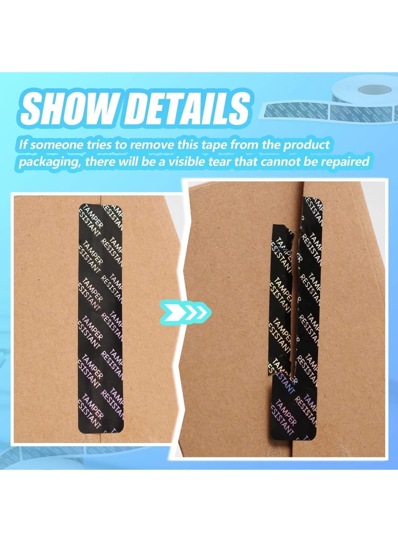 SYOSI Tamper Seal Stickers, Metallic Adhesive Labels, Tamper-resistant Stickers, Holographic Food Labels for Containers, Jars, Boxes, Mailing, Packaging, Delivery Sealing (2 Rolls, 0.75 x 3.5 Inch) - Image 4