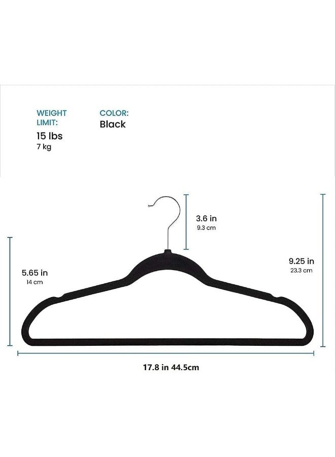 Red Dot Gift Red Dot Gift® 100-Pack Black Non-Slip Velvet Hangers 44.5cm & 360 Degree Rotatable Hook - Durable & Slim - Non Slip Hangers for Coat Hangers - Pant Hangers - Image 2