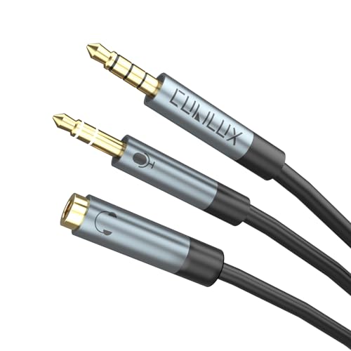 Cubilux 3.5mm TRS to TRRS Microphone Cable, Connect 3-Pole MIC to 4-Pole Combo Jack for Phone, Tablet, Laptop Computer, Not for Camera, 10 Feet - Image 1
