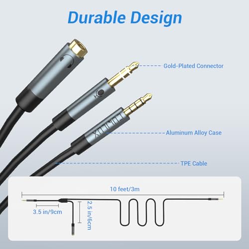 Cubilux 3.5mm TRS to TRRS Microphone Cable, Connect 3-Pole MIC to 4-Pole Combo Jack for Phone, Tablet, Laptop Computer, Not for Camera, 10 Feet - Image 5