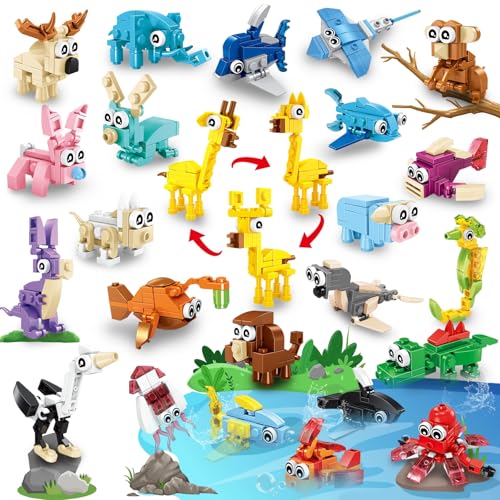 HIGH GODO 24 Pack Party Favors Building Set 72 Kinds of Animals Building Blocks Toys Goodie Bag Stuffers Party Gift Christmas Valentines Easter Birthday Gift for Teens Adults Ages 14 - Image 1
