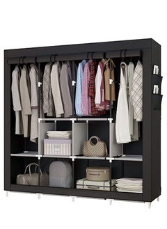 ALMUFARREJ Fabric Wardrobe Organizer Black 150x175x45 CM  - Image 1