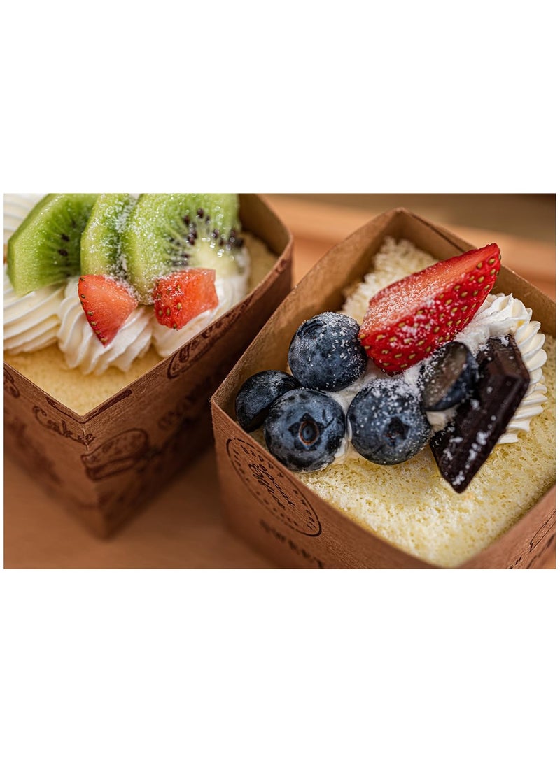 SOLARAE 60 Pcs Kraft Paper Square Cupcake Liners, Disposable Craft Baking Cups Muffin Liner, Brown Cupcake Wrappers Heavy Duty Greaseproof for Bakery, Wedding, Birthday Party Decorations - Image 3