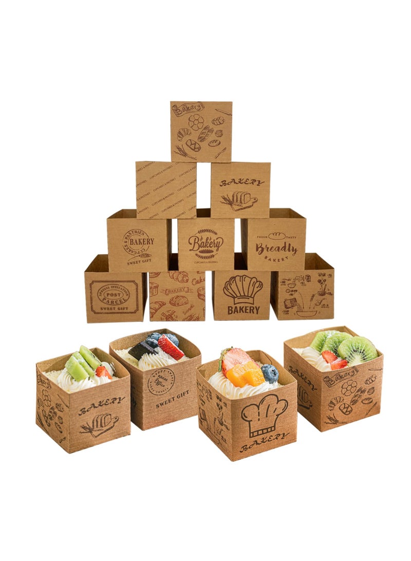 SOLARAE 60 Pcs Kraft Paper Square Cupcake Liners, Disposable Craft Baking Cups Muffin Liner, Brown Cupcake Wrappers Heavy Duty Greaseproof for Bakery, Wedding, Birthday Party Decorations - Image 1