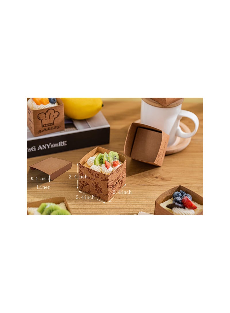 SOLARAE 60 Pcs Kraft Paper Square Cupcake Liners, Disposable Craft Baking Cups Muffin Liner, Brown Cupcake Wrappers Heavy Duty Greaseproof for Bakery, Wedding, Birthday Party Decorations - Image 4