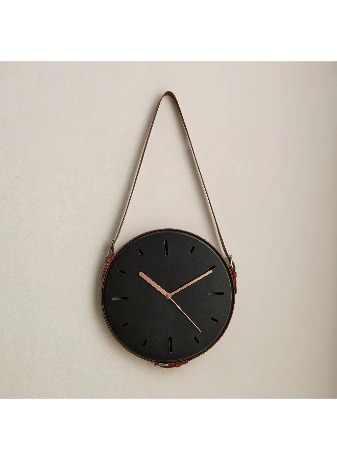 Home Box Mido Metal Creative Clock with Leather Strap - 31x5.5x31cm