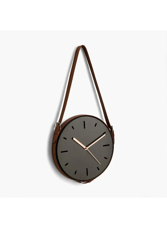 Home Box Mido Metal Creative Clock with Leather Strap - 31x5.5x31cm