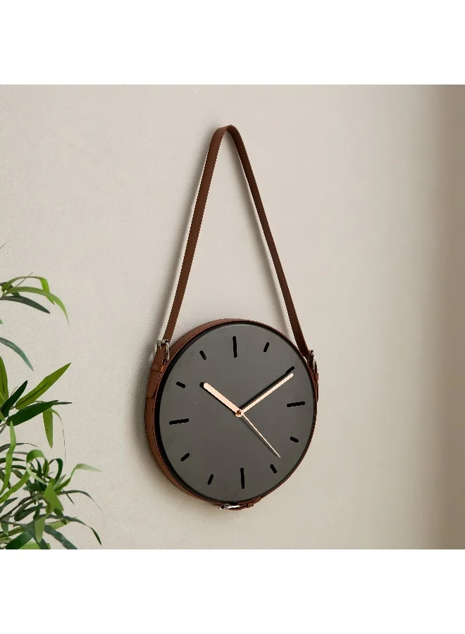 Home Box Mido Metal Creative Clock with Leather Strap - 31x5.5x31cm