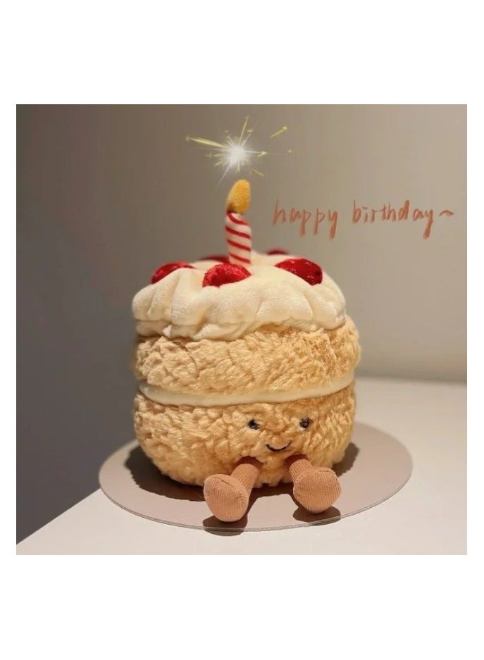 general 16cm Decorative Birthday Cake Plush Toy, cartoon stuffed animal character plush toys pillow toys, super cute party favours, birthday gifts for friends fans and family members - Image 1