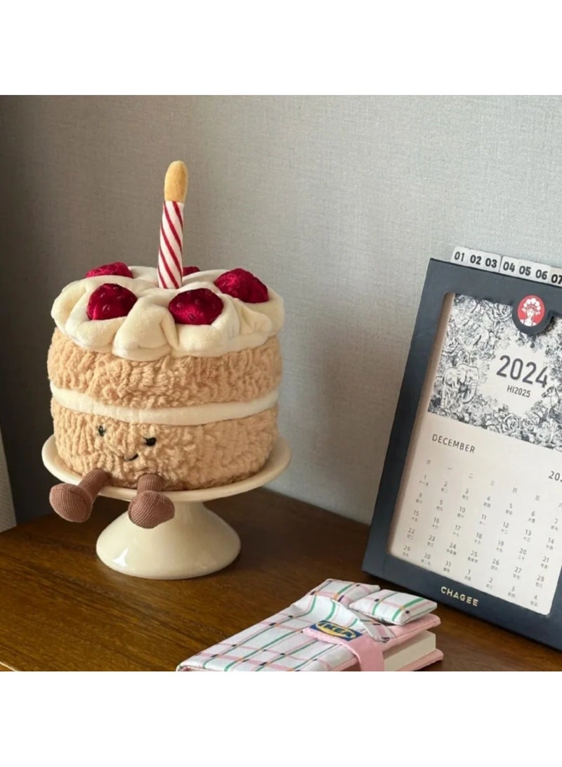 general 16cm Decorative Birthday Cake Plush Toy, cartoon stuffed animal character plush toys pillow toys, super cute party favours, birthday gifts for friends fans and family members - Image 2