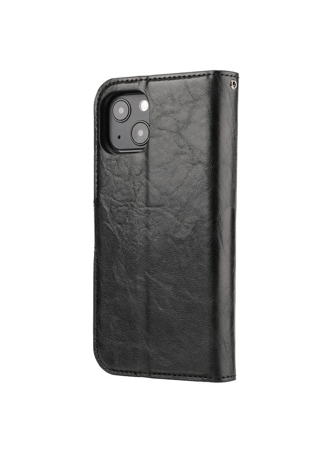 اس-توب جراب لهاتف iPhone 15 Crazy Horse Texture قابل للفصل والطي أفقيًا من مادة البولي يوريثان - Image 3