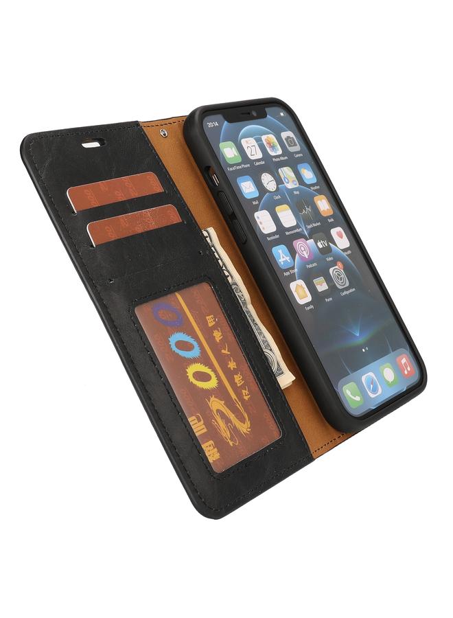 اس-توب جراب لهاتف iPhone 15 Crazy Horse Texture قابل للفصل والطي أفقيًا من مادة البولي يوريثان - Image 4