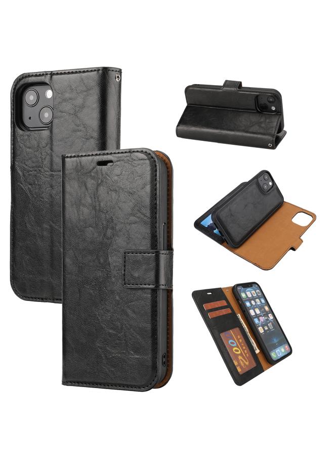 اس-توب جراب لهاتف iPhone 15 Crazy Horse Texture قابل للفصل والطي أفقيًا من مادة البولي يوريثان - Image 1