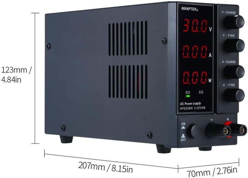 NPS306W 0-30V 0-6A Switching DC Power Supply 3 Digits Display LED High Precision Adjustable Mini Power Supply AC 115V/230V 50/60Hz Voltage & Current Regulated Dual Output - Image 5