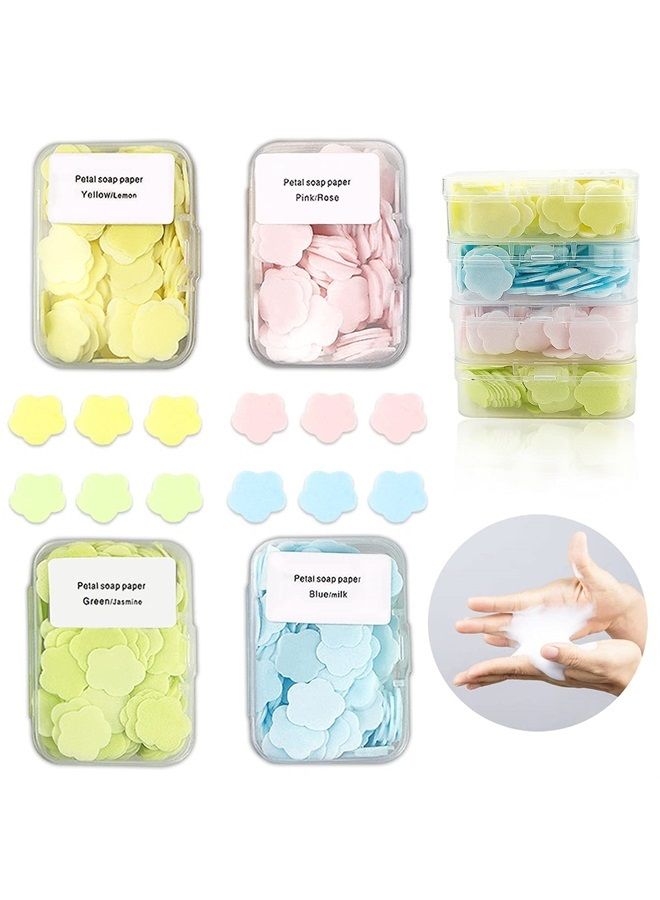 FERCAISH 400 Petal Soap Sheets, Portable and Dissolvable Soap Paper Sheets for Hand Washing and Cleaning, Perfect for Children and Adults on Outdoor Travel and Camping Hiking(4 Box Set) - Image 1