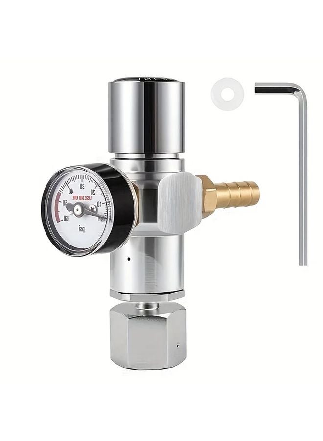 2 In 1 Mini CO2 Gas Regulator With Soda Adapter 60 PSI Pressure Gauge Durable Construction - Image 1