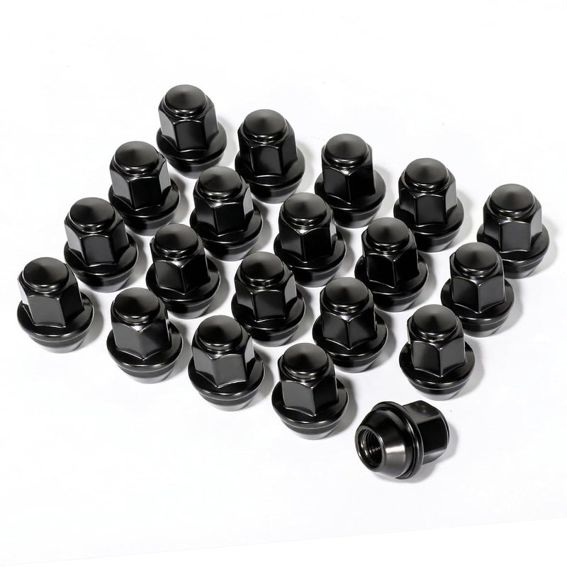 TAGMORE M12X1.5 Black Lug Nuts - 20pcs OEM Wheel Lug Nuts Compatible with 2009-18 Focus/2012-18 Fusion/2013-2020 Escape/2018+ EcoSport/2011-19 Fiesta, Chrome Acorn Wheel Nuts - Image 1