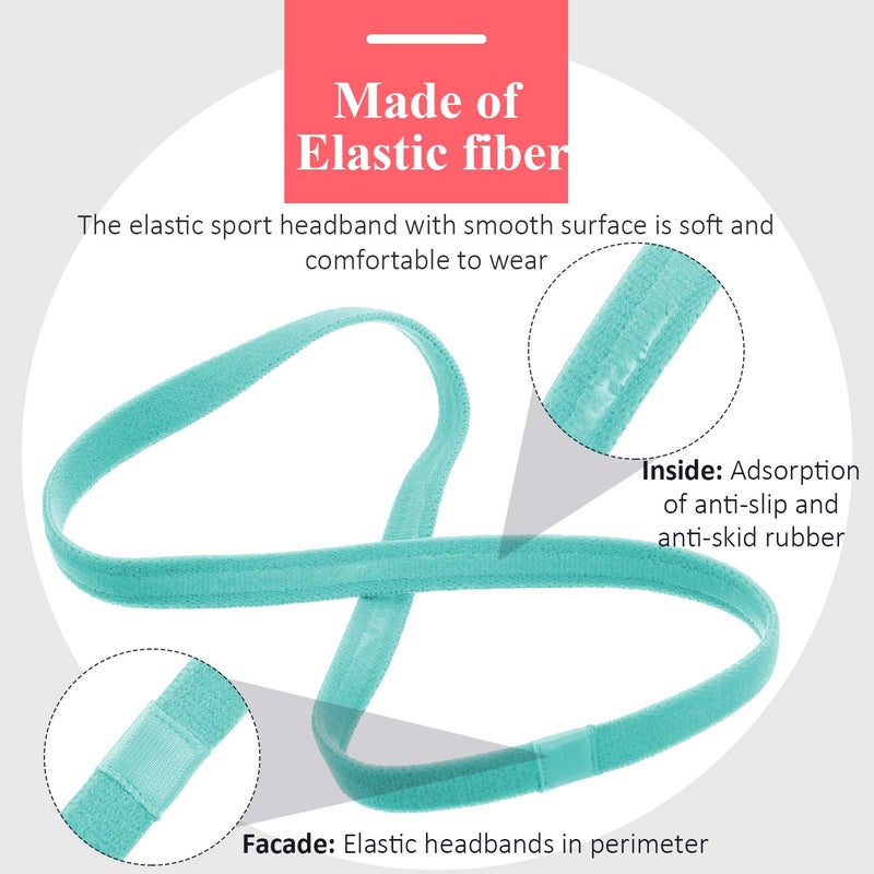 Bememo 4 Pieces Thick Non-Slip Elastic Sport Headbands Hair Headbands for Women and Men (Fluorescent Yellow, Fluorescent Orange, Red, Pine Green) - Image 3