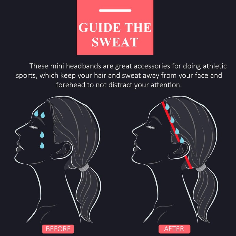 Bememo 4 Pieces Thick Non-Slip Elastic Sport Headbands Hair Headbands for Women and Men (Fluorescent Yellow, Fluorescent Orange, Red, Pine Green) - Image 4