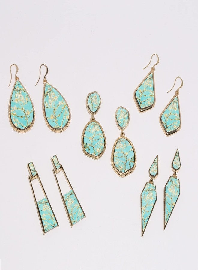BONALUNA Bohemian Wood And Flower Printed Oblong Shaped Drop Statement Earrings - Image 5