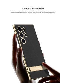 General Skin-Friendly Leather Phone Case for Samsung Galaxy S24/S24 Plus/S24 Ultra, Creative Electroplated Stand 2-in-1 Protective Case  - Image 5