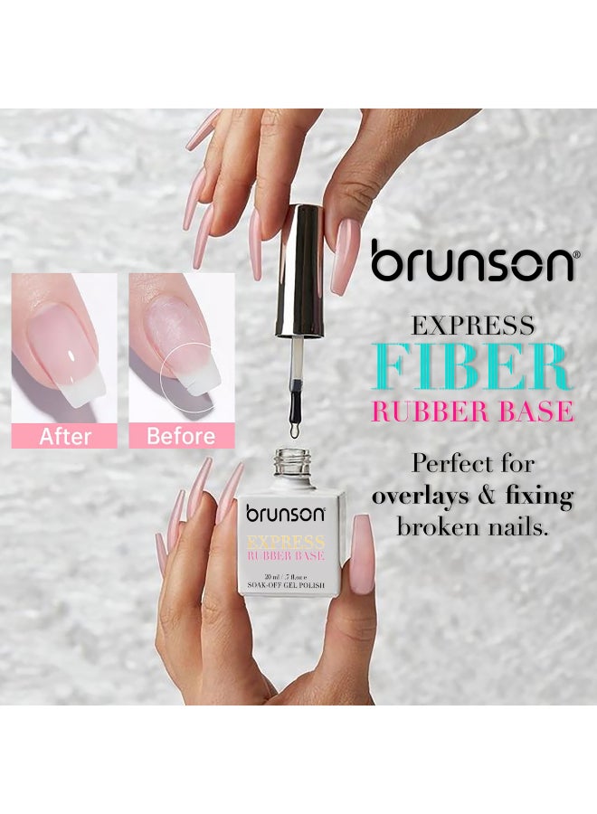 brunson Express Fiber Rubber Base Gel 20Ml Quick Dry Uv Led Curing Clear Soak Off Gel For Nail Repair Extensions And Overlays Strengthening Formula With Vitamins Frb01 - Image 5
