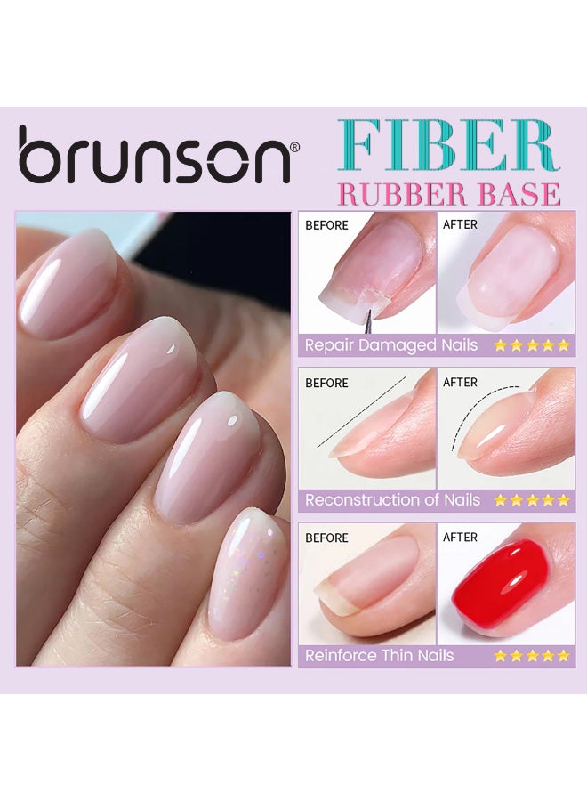 brunson Express Fiber Rubber Base Gel 20Ml Quick Dry Uv Led Curing Clear Soak Off Gel For Nail Repair Extensions And Overlays Strengthening Formula With Vitamins Frb01 - Image 3