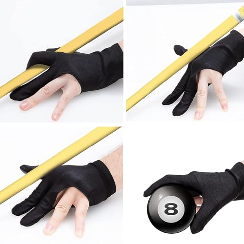 Aruicheng Billiards Glove 2 Pcs Three Finger Pool Glove Universal Cue Sports Gloves Breathable Elastic Billiard Glove for Women or Men Left and Right Hand - Image 4