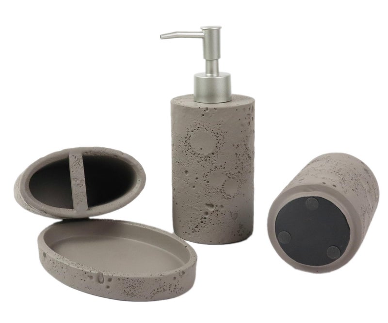 Hymmah Meteorites Bathroom Accessories Set,Farmhouse Bathroom Decor,4 Pcs Resin Gift Set Apartment Necessities, Contain Cotton Swab Jar,Soap Dispenser,Tumbler，Soap Dish/Tray - Image 3