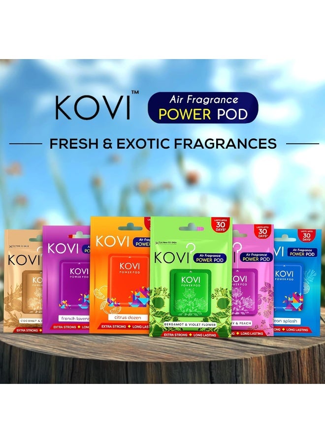 Kovi Air Fragrance Power Pod for Bathroom and Car, Long-Lasting Fragrance, Infused with Essential Oils, Lasts Up to 30 Days, Pack of 6 (10g Each)  - Image 2
