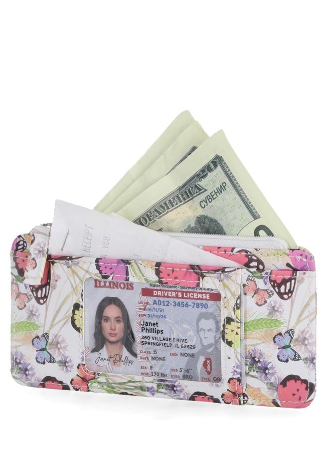 Mundi Slim Organizer Wallet for Women Multi Credit Card Holder Case with Zipper Pocket and ID Window Long Compact Small Ladies Wallet in Butterfly - Image 3