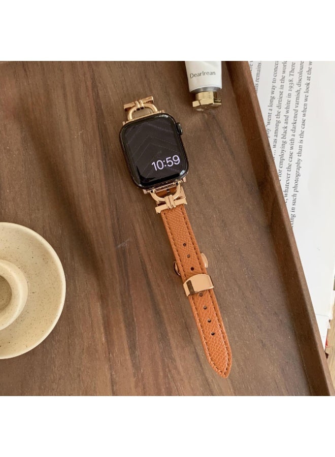 حزام ساعة أبل جلدي بمشبك فراشة، مناسب لساعة مقاس ٣٨ مم و٤٠ مم و٤١ مم - Image 3