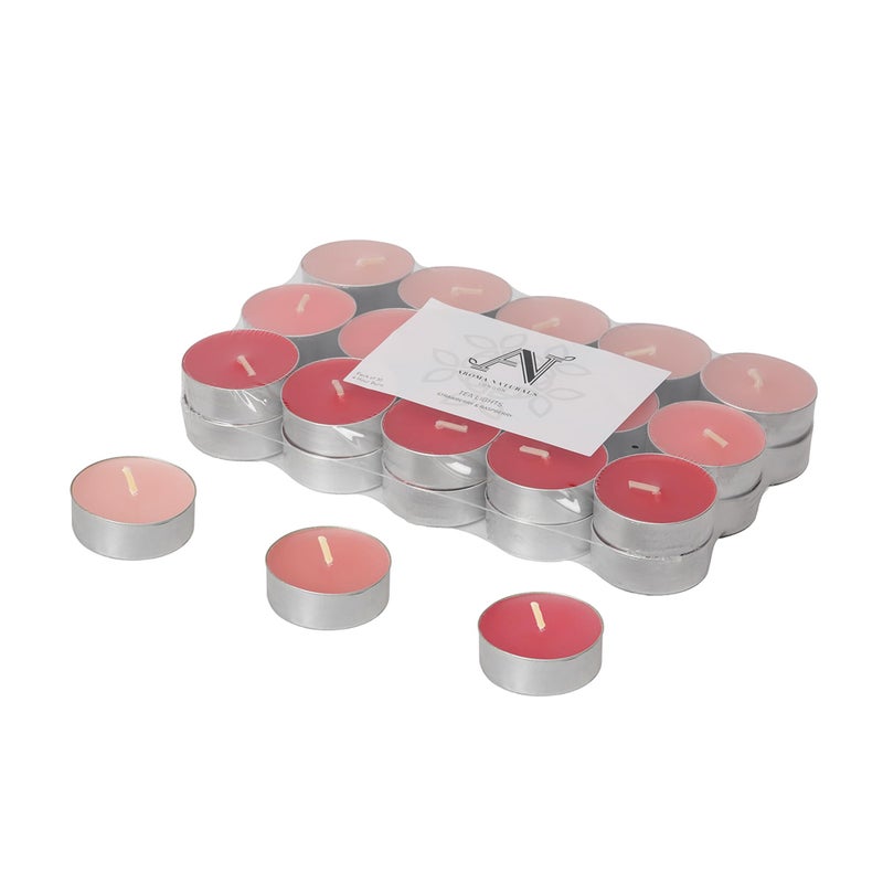 Aroma Naturals 30 Tea-Lights Pack Scented, Strawberry & RasberryScented | Burn Time - 4hrs each | Great for any occasion- Home, Spa, Celebrations or Romantic ambience - Image 3