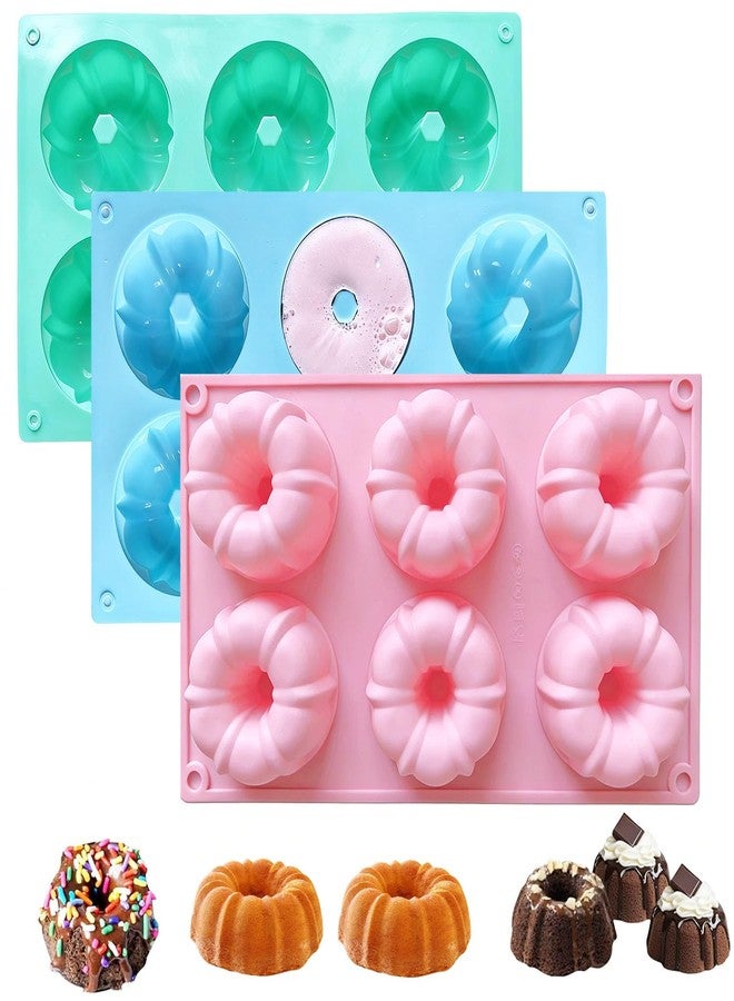 Annewbin 3-Piece Mini Baking Cake Pan Set, Nonstick Silicone Fluted Baking Molds for Cakes & Muffins (Set of 3 Colors) - Image 1