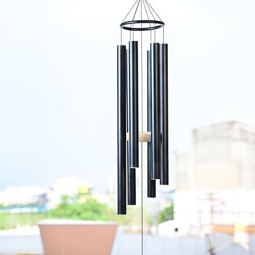 Hindcraft 41-Inch Big Wind Chimes – Windchime for Balcony - 6-Pipe Black Design, Wind Chimes for Living Room – Garden Decor, Balcony, or Bedroom Décor - Image 2